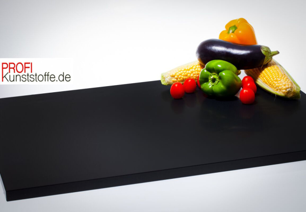 50 cm x 40 cm ,schwarzes Kunststoffschneidbrett, PROFIBRETT aus Vollkunststoff, HACCP geeignet, Spülmaschinenfest, höchst messerschonend, Industriequalität, für alle Lebensmittel geeignet
